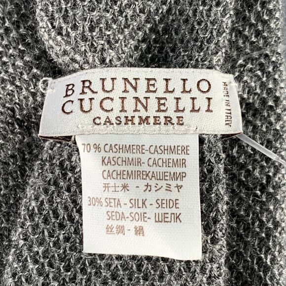 BRUNELLO CUCINELLI Grey Cashmere Silk Knit Tie - Picture 3 of 4